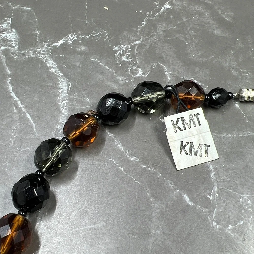 Vintage KMT Faceted Crystal Bead Jet Black Necklace - Picture 3 of 6
